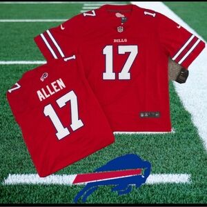 Buffalo Bills Mafia NFL Nike Josh Allen L Large Stitch Alternate Red Jersey NWT